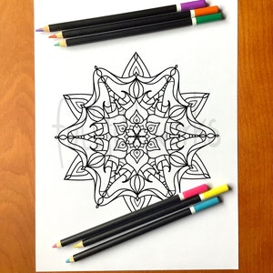 Printable 4 Mandala Coloring Pages Bundle PDF kids adults Instant download pattern templates