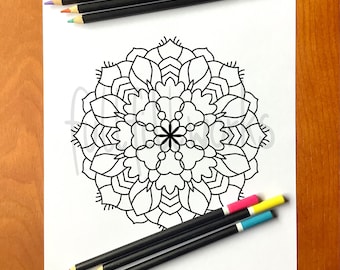 Digital Printable 4 Mandala Coloring Pages Bundle jpg PDF. Instant download