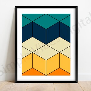 Geometric Cubes 8x10 inches - Digital Print