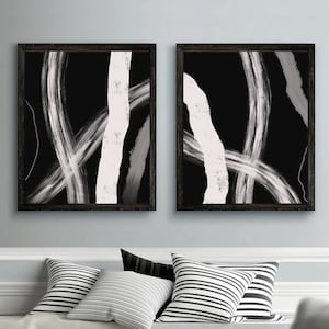 Abstrait paysage devis toile peinture noir blanc poster imprimer