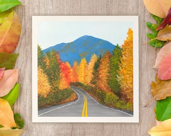 Peinture originale sur toile, art mural forêt d'automne, petite peinture acrylique, peinture originale sur toile