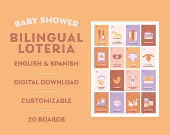 Bilingual Baby Shower Loteria Game Set - Mexican Bingo For 50 Players With Markers