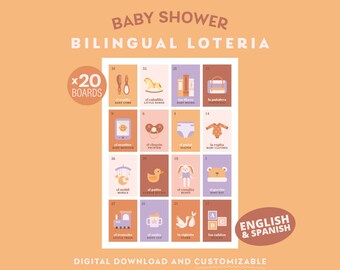 Customizable Bilingual Baby Shower Loteria Game (Digital Download)