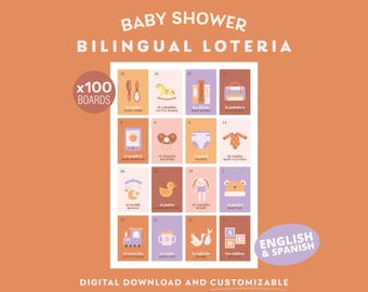 Customizable Bilingual Baby Shower Loteria Game (Digital Download)