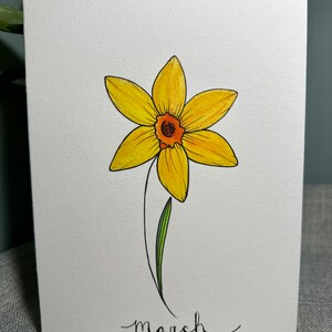 Acuarela Marzo Nacimiento Flor Tarjeta Felicitación Obra Original Narciso