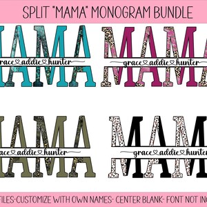 Split MAMA PNG File Bundle- Camo Mama- Leopard Mama- Western Mama- Baseball Mama- Kids Name- Split Monogram- Sublimation File- PNG-
