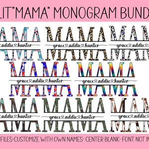 Split MAMA 8 PNG Files Bundle- Camo Mama- Floral Mama- Leopard Mama- Western Mama- Kids Name- Split Monogram- Sublimation File- PNG-