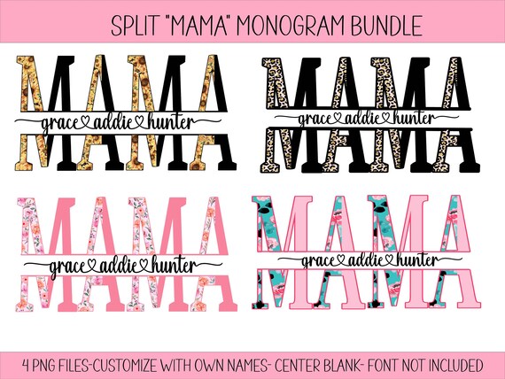 Split MAMA PNG File Bundle Sunflower Mama Leopard Mama - Etsy