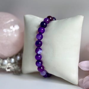 紫瑪瑙水晶ブレスレット：レイキヒーリング、瞑想 - Etsy 日本