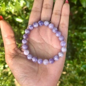 Lepidolite Crystal Bracelet: Stress Relief, Mood Support, Mental Wellness