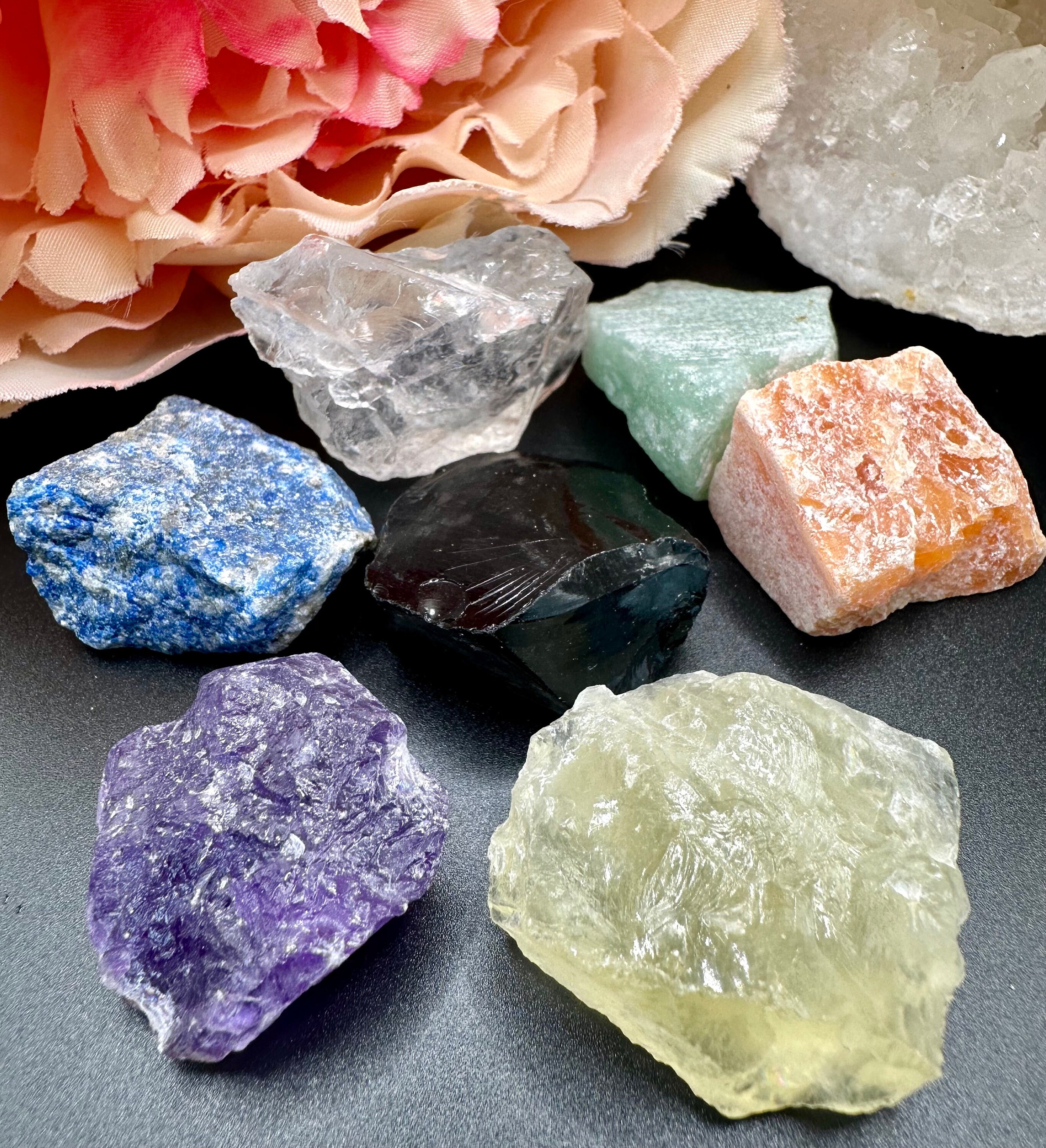 7チャクラクリスタルセット - クリアクォーツ、アメジスト