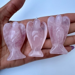 Rose Quartz Angel Carving: 2&quot; Love & Healing Crystal Guardian
