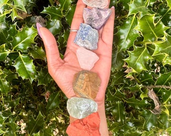 7 Chakra Raw Crystal Set: Healing Gemstones for Meditation