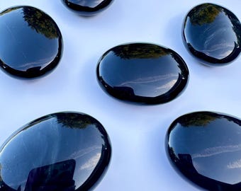 Black Obsidian Palmstone – Protection, Grounding, Energy Cleansing Crystal
