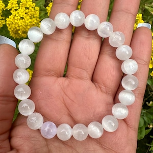 Armband selenietkristal: hoge vibratie, helderheid, innerlijke rust (8 mm)