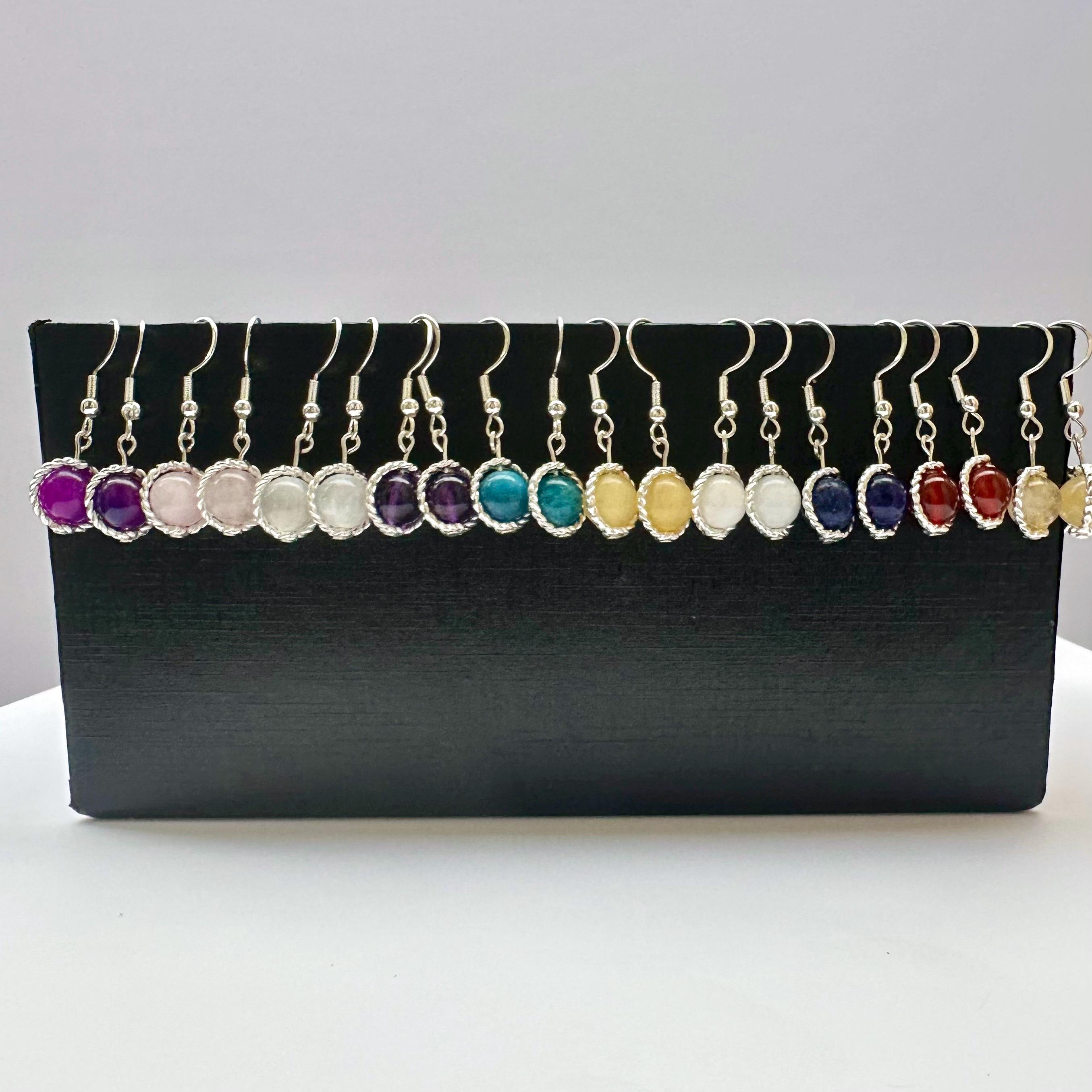 Handmade Crystal Bead Earrings: Silver-plated Gemstone Jewelry