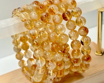 Golden Glow Citrine Bracelet • Crystal Stretch Bracelet • Abundance & Success Bracelet • Well being gifts
