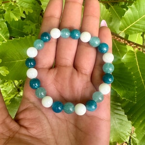 Aquamarine, Apatite & Moonstone Crystal Bracelet: New Beginnings Healing