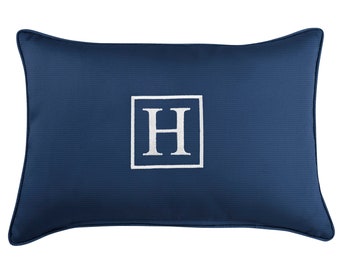 Monogram Lumbar Pillow, Sunbrella Indoor/Outdoor 13" x 20"