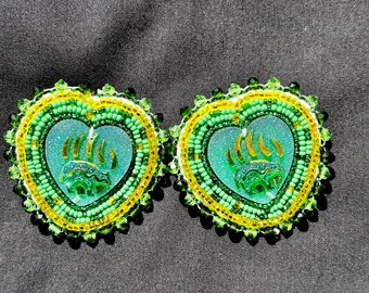 Green Paw - Beaded Earrings