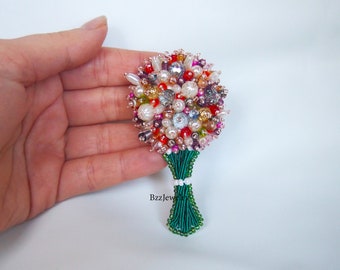Buquê de flores broche dolce broche bordado artesanal flores broche alfinete planta broche floral miçangas joias bordado presente para mãe