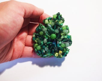 Broche MONSTERA broche dolce broche bordado broche fashion broche de planta joias de contas broche de contas verdes bordado presente para mulher