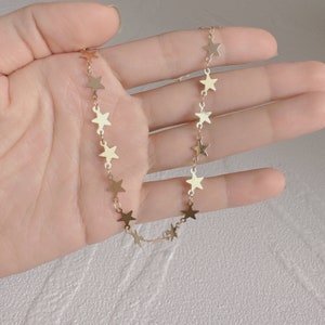Collar de cadena de oro, cadena de oro en forma de estrella, cadena de collar, collar de oro delicado, gargantilla de oro delicada, regalos para novia