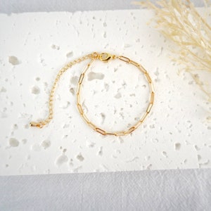 Gold Bracelet, Link/Paper Clip Chain Jewellery, Dainty Minimalist Everyday Wear, Girlfriend, Best Friend, Bridesmaid gift, Handmade, Brady