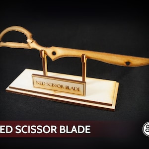 Red Scissor Blade - Carved Wooden Decorative Anime Sword