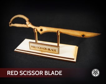 Red Scissor Blade - Carved Wooden Decorative Anime Sword