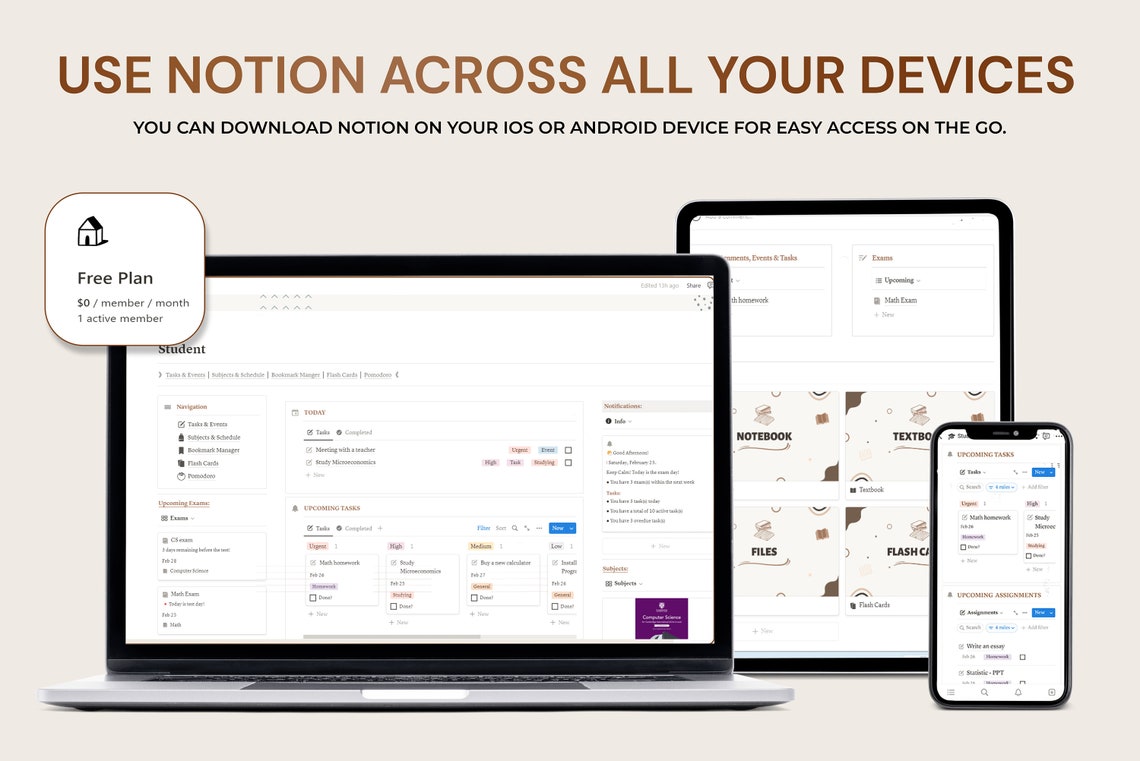 Digital Student Planner Hub Notion Template, Academic Planner, School