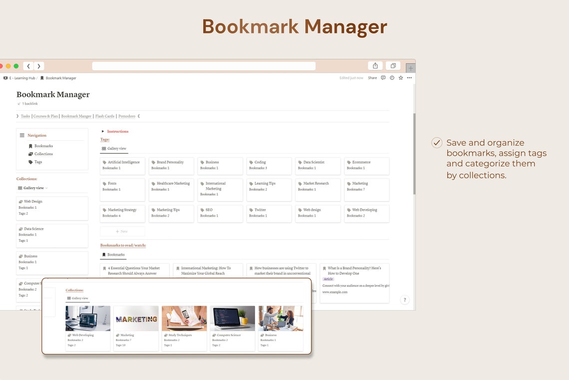 Elearning Hub Notion Template Online Learning Tracker Etsy