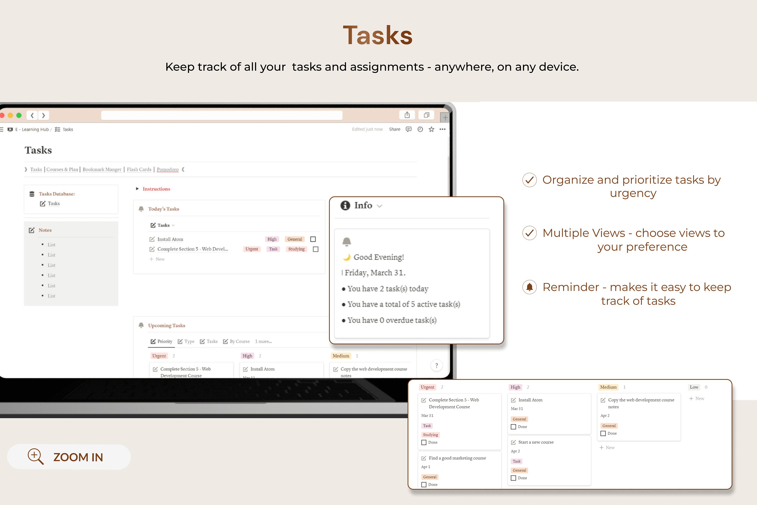 Elearning Hub Notion Template Online Learning Tracker Etsy