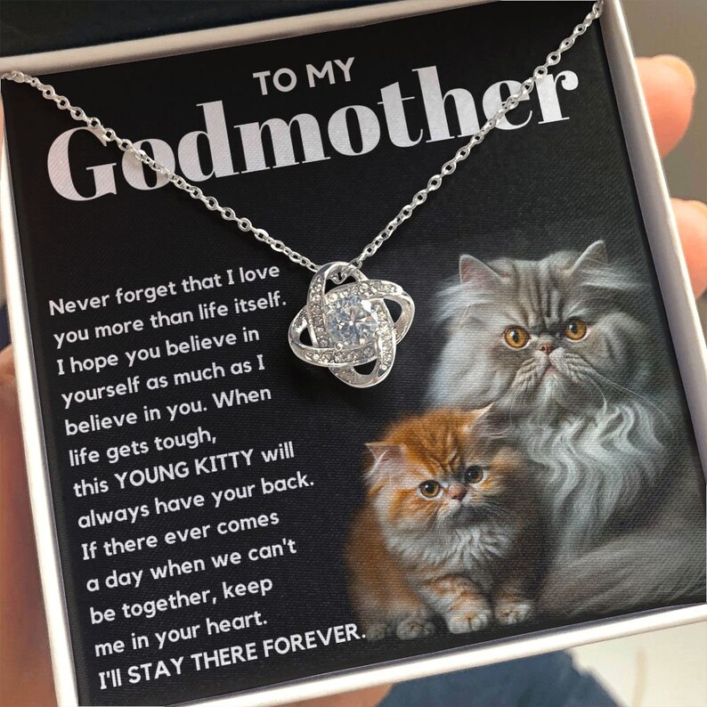 Persian Cat Godmother Gift White Gold Dipped Love Knot Etsy