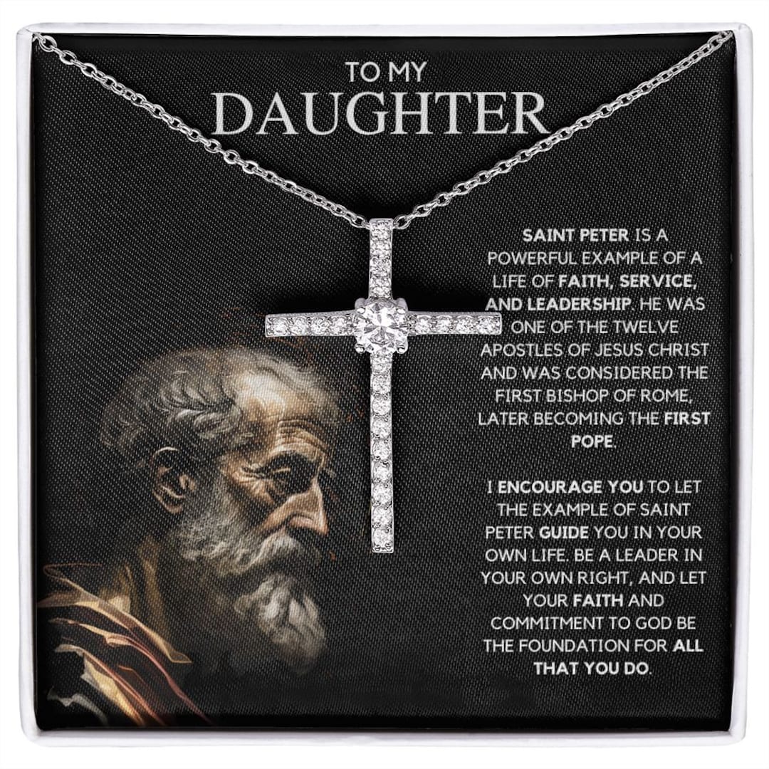 BONVEVI Saint Peter Christian Cross Gift for Daughter From Mom Etsy