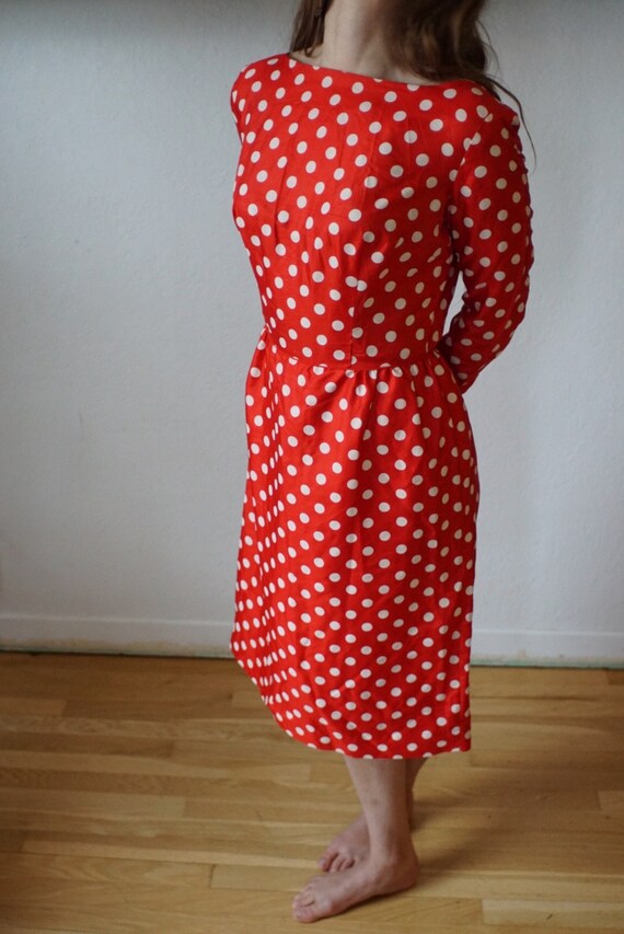 Vintage Silk XS Polka Dot Dress - image 2
