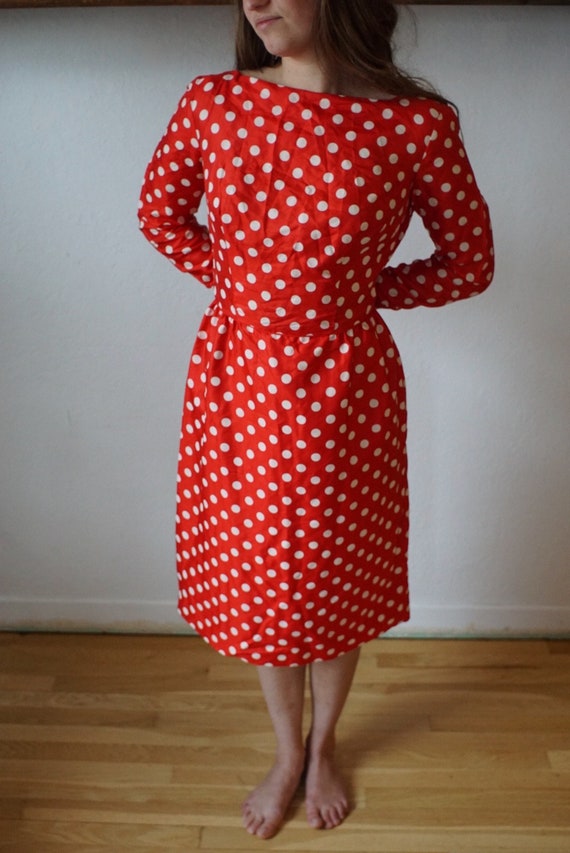 Vintage Silk XS Polka Dot Dress