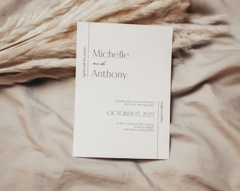 Minimal Wedding Invitation Template, Modern Invitation Template, Editable Printable Wedding Invitation - Michelle