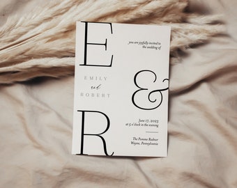 Minimal Wedding Invitation Template, Modern Invitation Template, Editable Printable Wedding Invitation - Emily