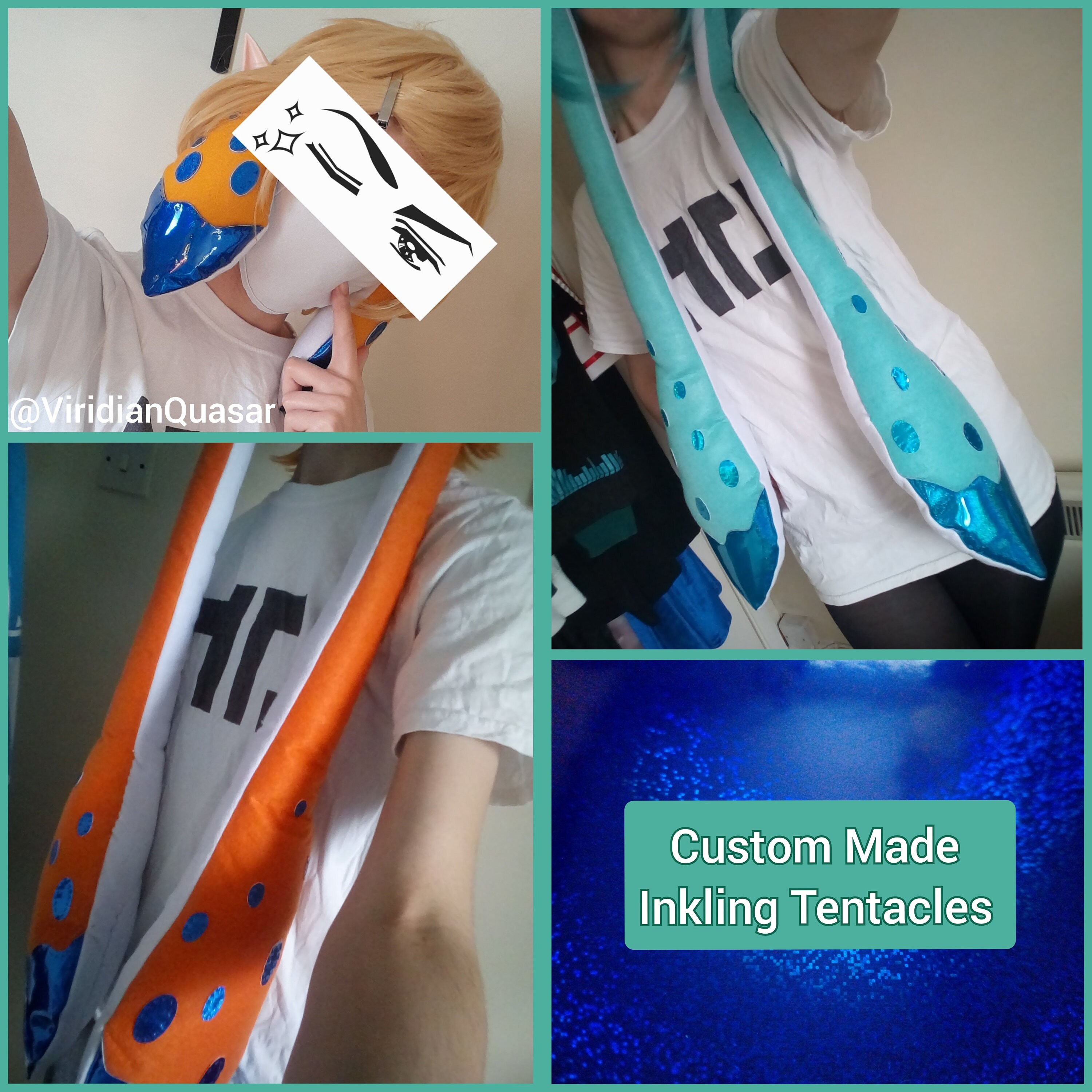 Custom made Splatoon Inkling Octoling tentacles cosplay (To be attached to a Wig)