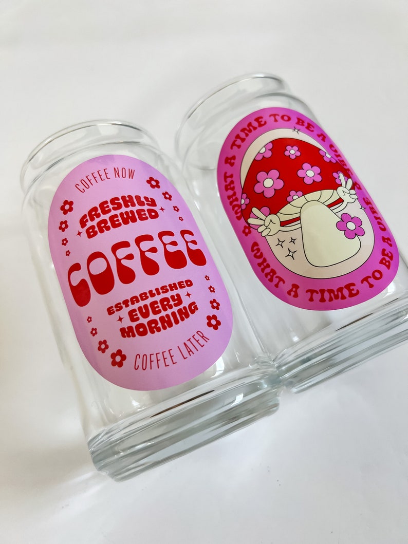 Retro Coffee Glass Cup Cute Coffee Glass Cup What a Time to Etsy