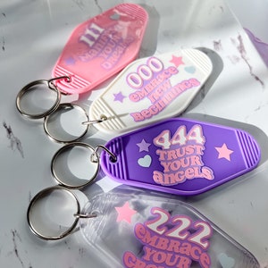 Angel Number Keychain, Angel Number Motel Keychain, Cute Keychain, Retro Motel Keychain, Motel Keychain, Birthday Gift for Her, Gift for Her