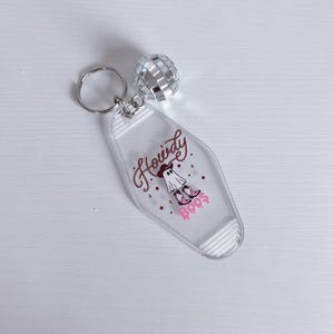 Howdy Boos Ghost Cowgirl Acrylic Motel Keychain, Retro Motel Keychain, Halloween Cay Key Accessories, Girly Halloween Accessories, Cute Gift