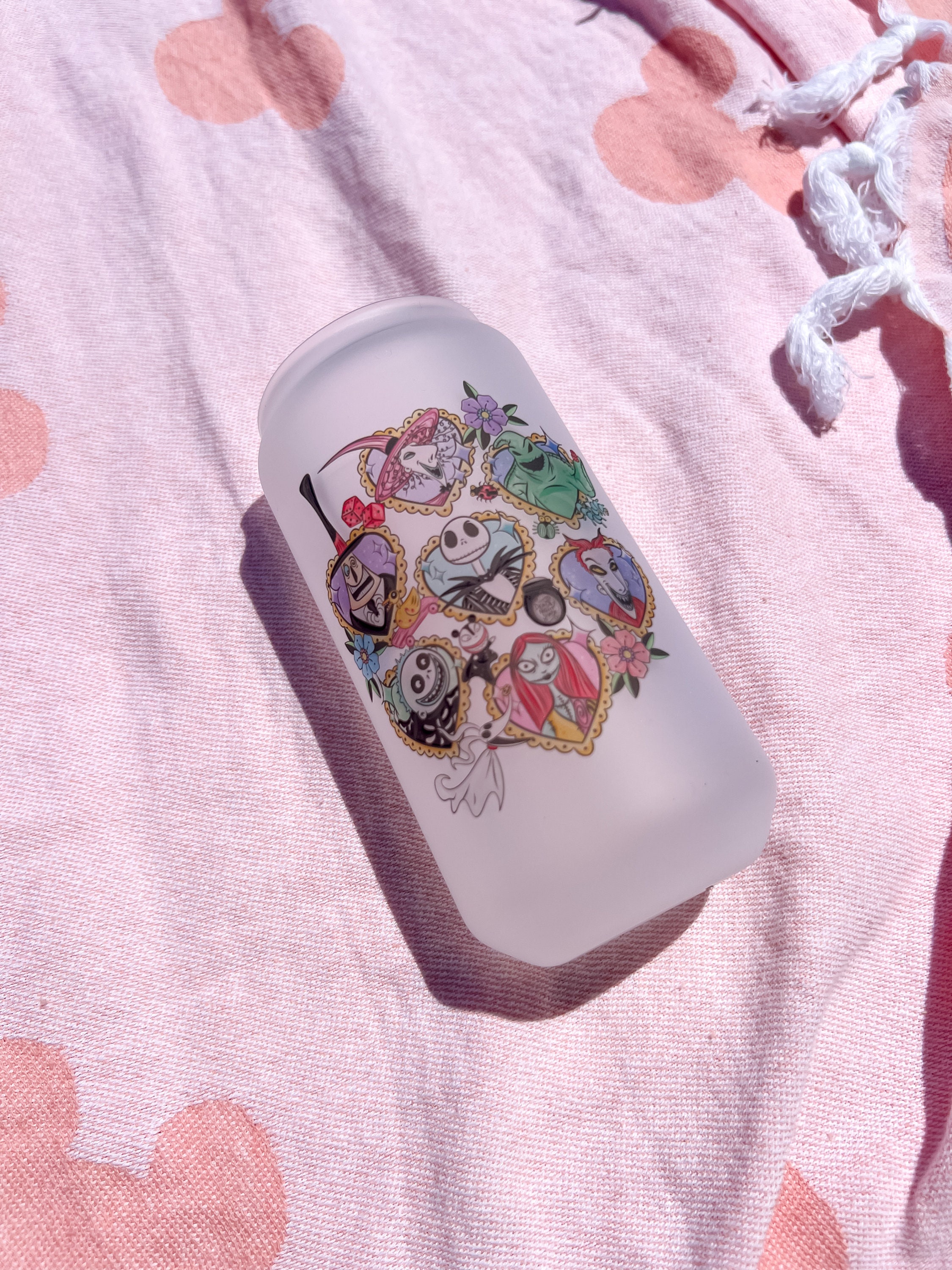 Jack Skellington Glass Cup Jack and Sally Glass Can Oogie Etsy