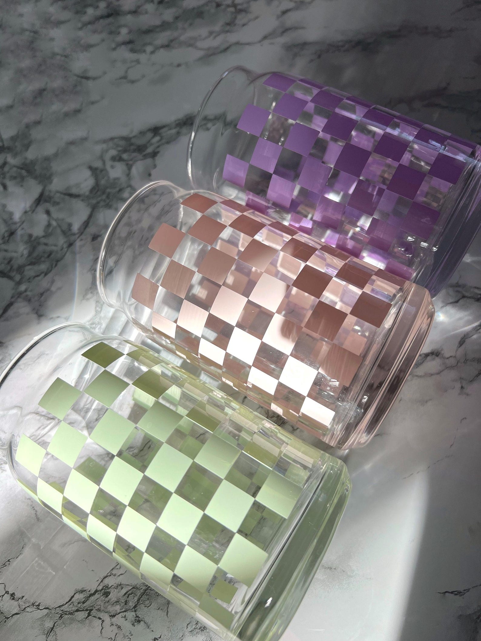 Checkered Glass Can | Glass Can Cup | Checkered Design | Checkered ...