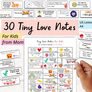 Bilhetes de amor para crianças | Pequenos bilhetes de amor da mãe | 30 pequenos bilhetes de amor | Notas para impressão | Notas fofas para o almoço | Dia dos namorados | A4, carta dos EUA