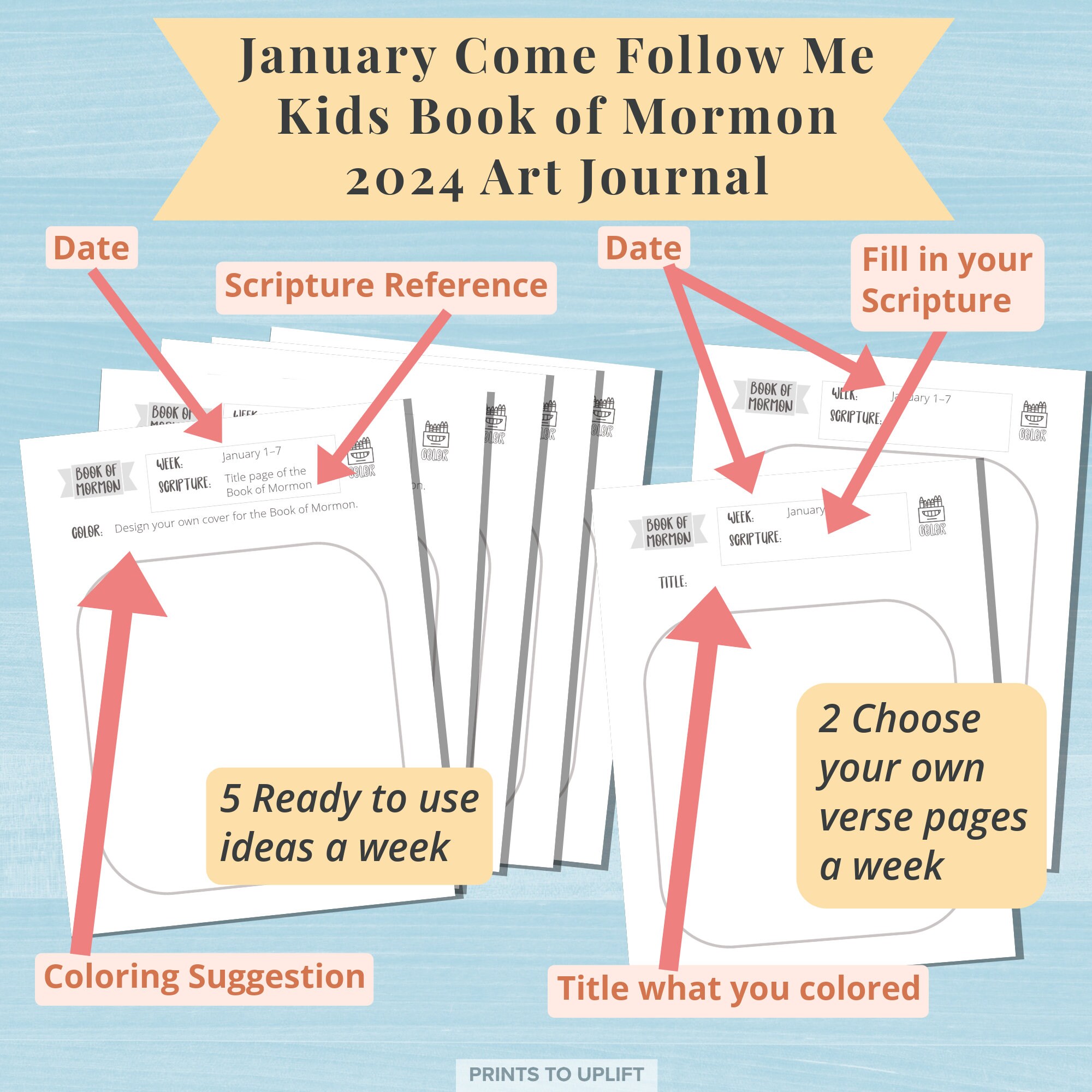 January Come Follow Me Kids Book of Mormon Art Journal 2024, Printable ...