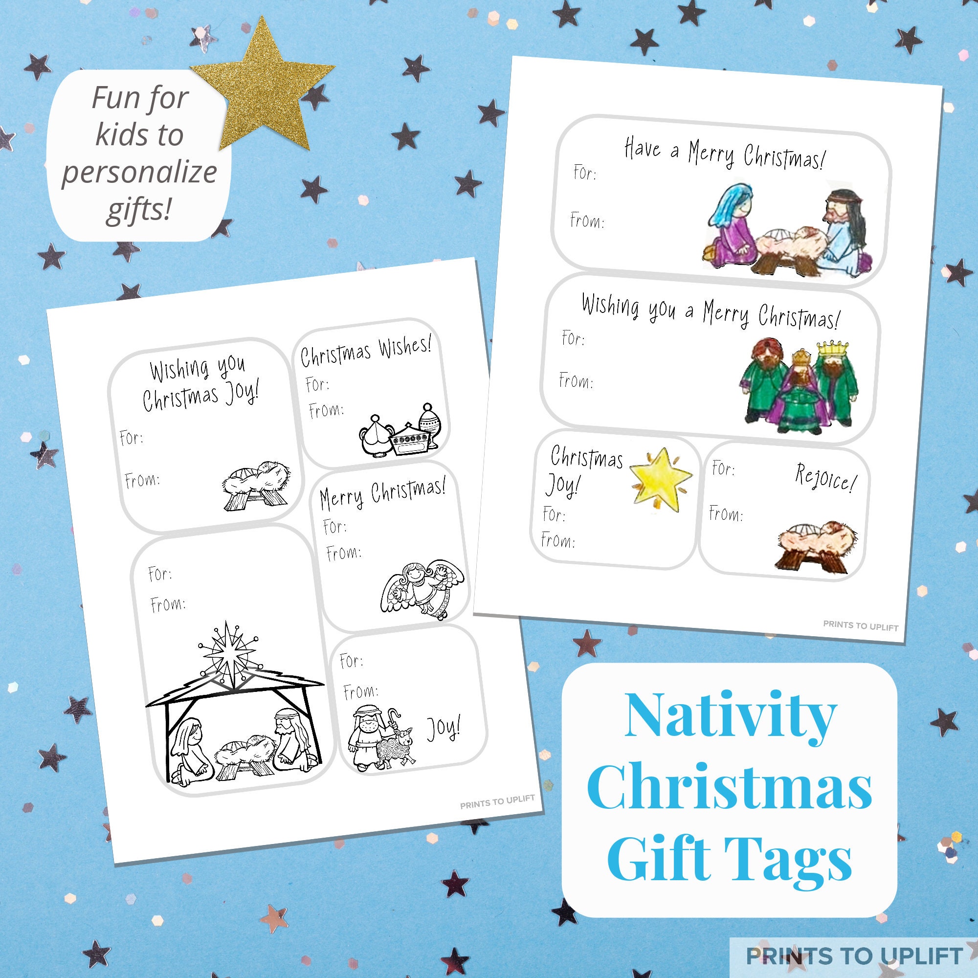 Nativity Christmas Gift Tags, Printable, for Kids, Christian, 8.5x11 ...