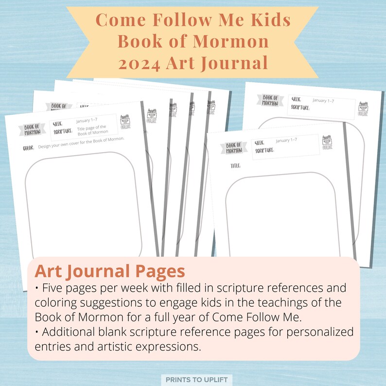 Come Follow Me Kids Book of Mormon Art Journal 2024, Printable ...