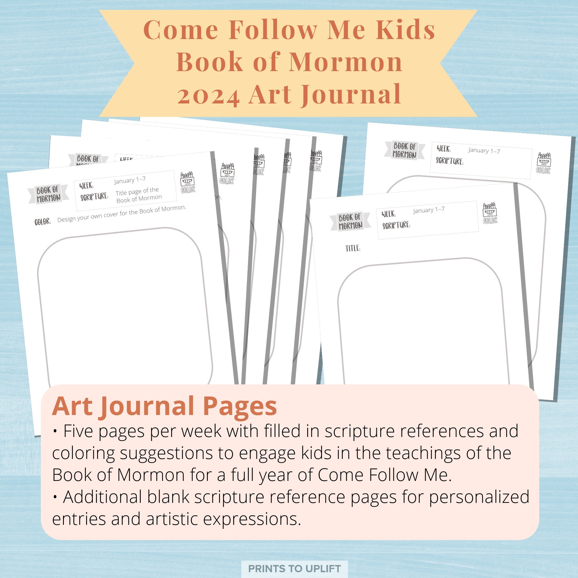 Come Follow Me Kids Book of Mormon Art Journal 2024, Printable ...